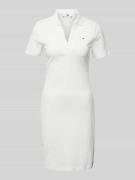 Tommy Hilfiger Knielanges Polokleid mit Logo-Stitching in Ecru, Größe ...