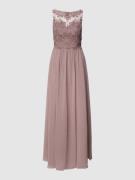 Laona Abendkleid mit Ziersteinen und floralen Stickereien in Mauve, Gr...