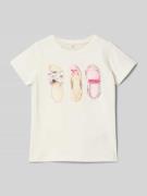 Name It T-Shirt mit Schleifen-Detail Modell 'NMFDESSY' in Offwhite, Gr...