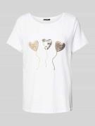 More & More T-Shirt mit Paillettenbesatz und Rundhalsausschnitt in Off...