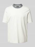 Emporio Armani T-Shirt mit Label-Stitching in Offwhite, Größe XXL