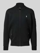 Polo Ralph Lauren Sweatjacke mit Pattentaschen Modell 'BOMBER' in Blac...