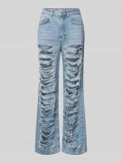 Review Straight Leg Jeans im Destroyed-Look in Hellblau, Größe 25