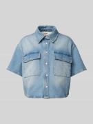 Goldgarn Cropped Hemdbluse in Jeans-Optik in Hellblau, Größe S