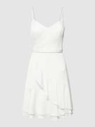 V.M. Cocktailkleid mit Volants in Offwhite, Größe 36