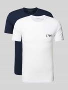 Emporio Armani T-Shirt mit Label-Print im 2er-Pack in Blau, Größe M