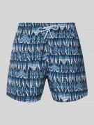 Emporio Armani Regular Fit Badeshorts mit Label-Print in Blau, Größe L