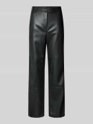 MM Straight Fit Stoffhose in Leder-Optik Modell 'STRUZZO' in Black, Gr...