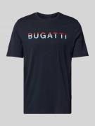 bugatti T-Shirt mit Label-Print in Marine, Größe L