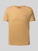 Tommy Jeans Slim Fit T-Shirt mit Label-Stitching in Beige Melange, Grö...