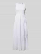 DKNY Maxikleid mit Smok-Details in Weiss, Größe L