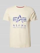 Alpha Industries T-Shirt mit Label-Print in Offwhite, Größe L