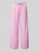 Gina Tricot Wide Leg Leinenhose mit Tunnelzug in Pink, Größe L