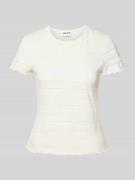 Jake*s Casual T-Shirt mit Muschelsaum in Offwhite, Größe L