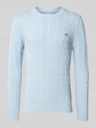 Gant Strickpullover mit Rundhalsausschnitt in Hellblau, Größe 4XL
