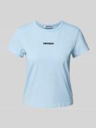 Review T-Shirt mit Label-Print in Hellblau, Größe L