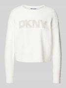 DKNY Strickpullover mit Label-Print in Offwhite, Größe L