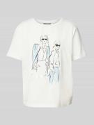 comma T-Shirt mit Motiv-Print in Weiss, Größe 44