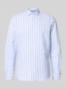 Jake*s Slim Fit Freizeithemd aus Leinen-Mix in Bleu, Größe XXL