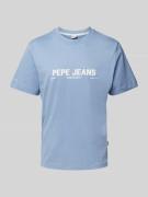 Pepe Jeans T-Shirt mit Label-Print in Hellblau, Größe M
