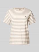 Gant T-Shirt mit Label-Stitching in Sand, Größe L