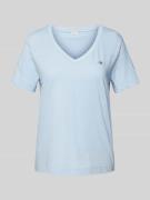 Gant T-Shirt mit Label-Stitching in Hellblau, Größe M