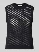 Christian Berg Woman Stricktop mit Lochmuster in Black, Größe L