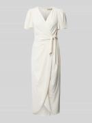 Christian Berg Cocktail Wickelkleid mit Bindegürtel in Ecru, Größe 42
