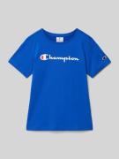 CHAMPION T-Shirt mit Label-Print in Royal, Größe 140