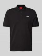 HUGO Poloshirt mit Label-Print Modell 'Donos' in Black, Größe L