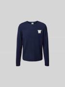 Wood Wood Wollpullover in Strick-Optik in Marine, Größe L