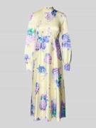 Marc Cain Midikleid mit Stehkragen in Hellgelb, Größe 36