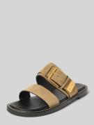 Marc O'Polo Pantolette aus edlem Veloursleder in Stein, Größe 40