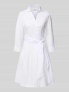 0039 Italy Knielanges Hemdblusenkleid mit Bindegürtel Modell 'JULE' in...