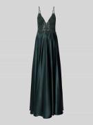 V.M. Abendkleid mit Spitzenbesatz in Dunkelgruen, Größe 32