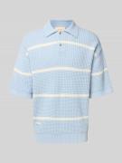 BLKVIS Relaxed Fit Poloshirt mit Strukturmuster in Hellblau, Größe L