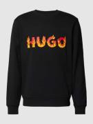 HUGO Sweatshirt mit Label-Print Modell 'Ditmo' in Black, Größe L