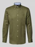 Tommy Hilfiger Regular Fit Freizeithemd aus Baumwoll-Leinen-Mix in Oli...