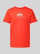 Alpha Industries T-Shirt mit Label-Print in Orange, Größe L