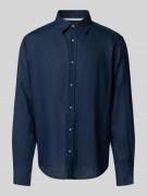 s.Oliver RED LABEL Regular Fit Leinenhemd mit Sportmanschetten in Dunk...