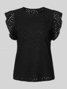 Vero Moda Regular Fit T-Shirt mit Lochstickmuster Muster 'TASSA' in Bl...