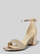 Marco Tozzi Sandaletten mit Strasssteinbesatz und Blockabsatz in Gold,...