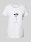 Marc Cain T-Shirt mit Motiv-Print in Weiss, Größe 34