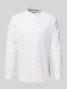 Jake*s Slim Fit Freizeithemd aus Leinen-Baumwoll-Mix in Weiss, Größe L