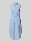 Polo Ralph Lauren Hemdblusenkleid mit Bindegürtel Modell 'CORY' in Bla...