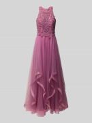 Laona Abendkleid mit Spitzenbesatz in Pink, Größe 32