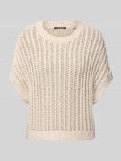 comma Strickpullover mit gerippten Abschlüssen in Beige, Größe XS