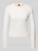 HUGO Strickpullover mit gerippten Abschlüssen Modell 'Saisy' in Offwhi...