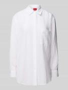 HUGO Relaxed Fit Hemdbluse in Crinkle-Optik Modell 'Elodina' in Weiss,...