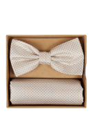 Prince Bowtie Fliege und Einstecktuch im Set aus reiner Seide in Sand,...